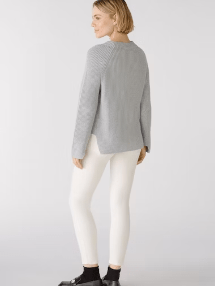 Oui Knitwear Oui Light Grey Jumper with zip detail 79916 9283 izzi-of-baslow