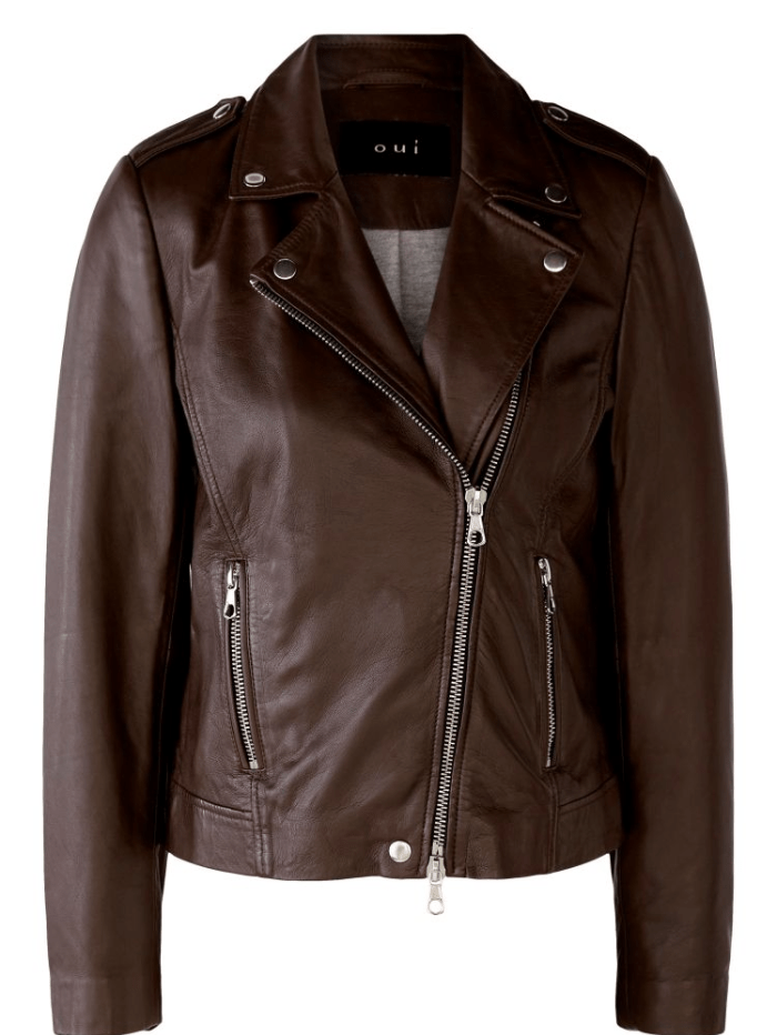Oui-Dark-Brown-Leather-Liberty-Biker-Jacket 80129 Col 8762 izzi-of-baslow