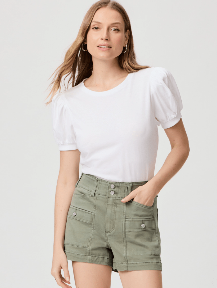 Paige Women's OLIVIA Cargo Short In Vintage Khaki 6512G29-B622 Col
