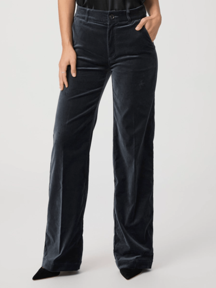 Paige SASHA Blue Velvet Wide Leg Trousers 7165J27-B849