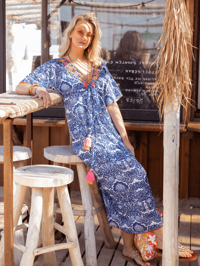 Place Du Soleil Blue And White Embroidered Maxi Dress S24 427 Izzi of Baslow Place Du Soleil Blue And White Embroidered Maxi Dress S24 427 Izzi of Baslow
