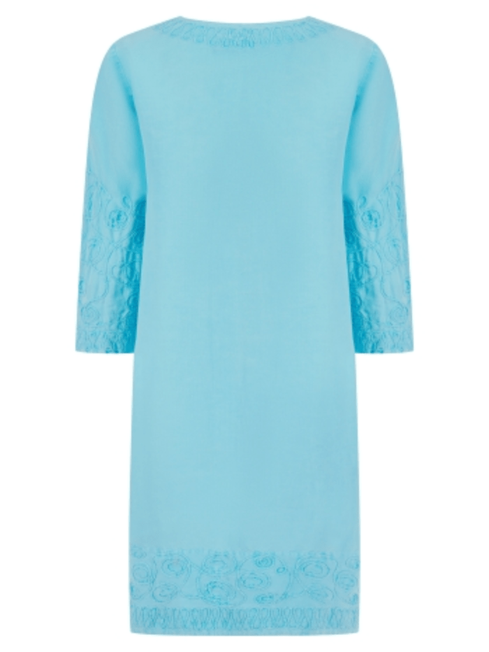 Pranella-URSULA-Neon-Blue-Embroidered-Mini-Dress-izzi-of-baslow