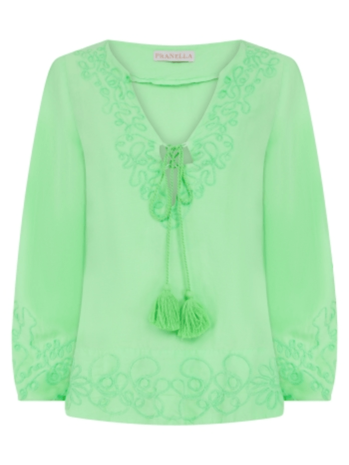 Pranella Tops Pranella IZZADORA Neon Green Embroidered Top izzi-of-baslow