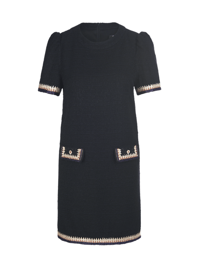 Riani-Black-Mini-Dress-With-Pattern-Details-376400 4153 Col 987 izzi-of-baslow