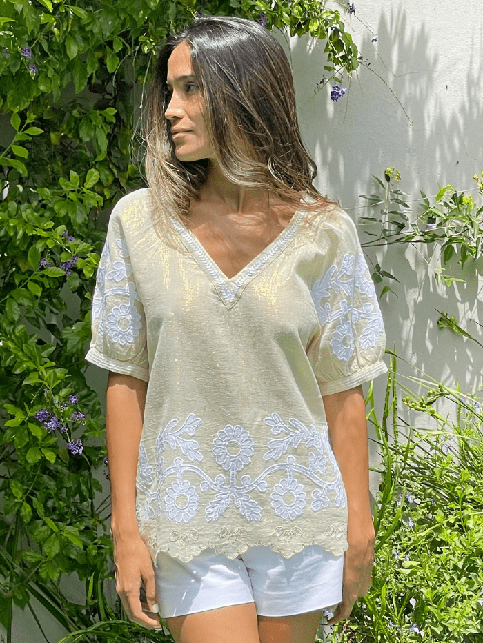 Rose-And-Rose-ANACAPRI-Appliqued-Top-In-Gold-And-White-izzi-of-baslow