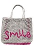 The Jacksons Accessories One Size The Jacksons London FLORENCE SMILE Jute Bag In Natural And Hot Pink izzi-of-baslow