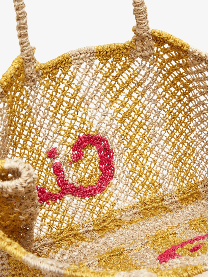 The Jacksons Accessories One Size The Jacksons London LAVINIA CIAO Stripe Jute Bag In Natural And Yellow izzi-of-baslow