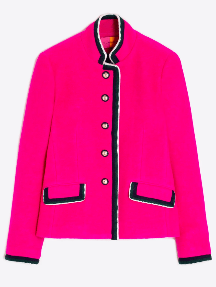 Vilagallo Coats & Jackets UK 8/ 38 Vilagallo DOROTHEA Rosa Twill Jacket With Black And White Border 31805 izzi-of-baslow