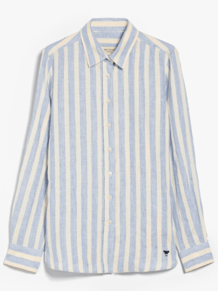 Weekend By Max Mara Tops 10 Weekend By Max Mara LARI Striped Linen Canvas Shirt 2415111022 Col 001 izzi-of-baslow