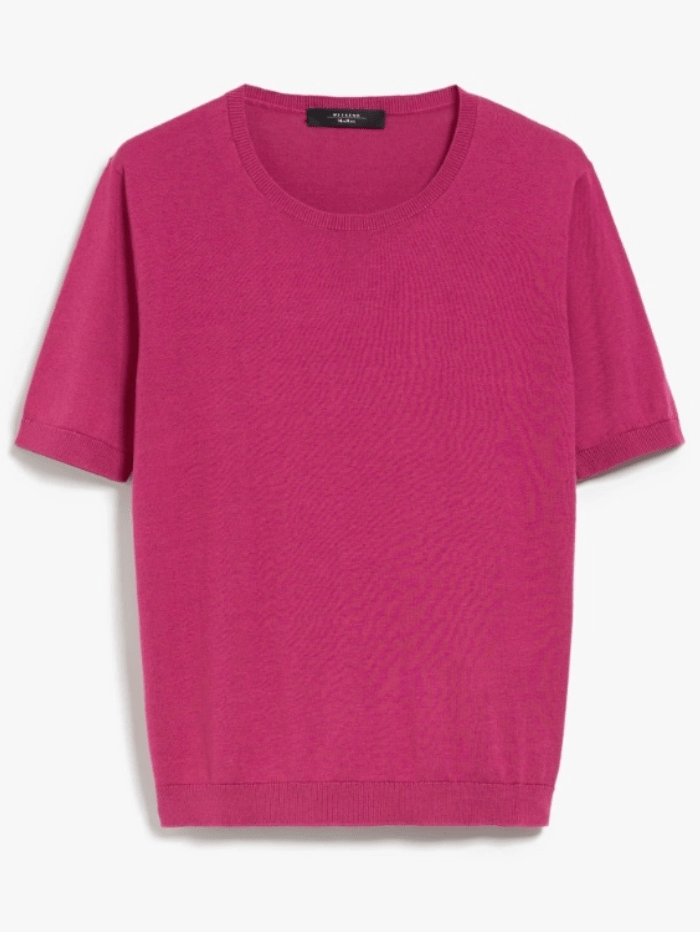 Weekend By Max Mara Tops S Weekend By Max Mara ZIBETTO Fuchsia Silk and Cotton Yarn T Shirt 2415361011600 Col 009 izzi-of-baslow