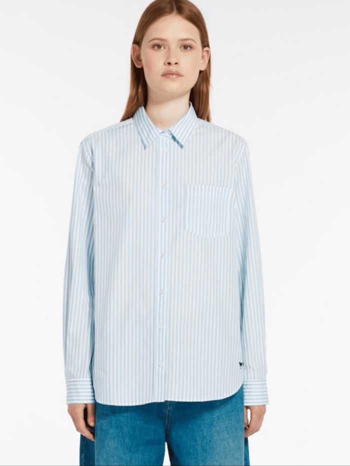 Weekend By Max Mara Tops UK 6 Weekend By Max Mara VIGLIO Striped Blue Straight Fit Shirt 2415111211600 Col 034 izzi-of-baslow
