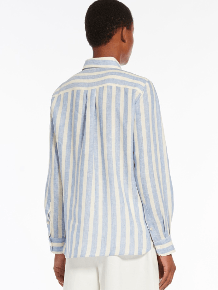 Weekend By Max Mara Tops Weekend By Max Mara LARI Striped Linen Canvas Shirt 2415111022 Col 001 izzi-of-baslow