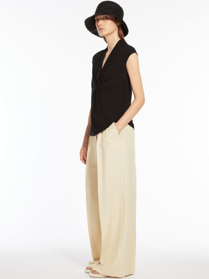 Weekend By Max Mara Tops Weekend By Max Mara NEGOZI Black Lyocell Jersey Top 24159411426 Col 01 izzi-of-baslow