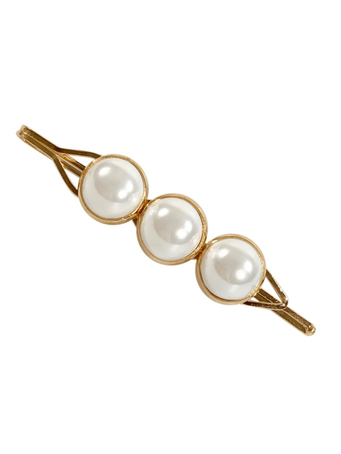 Black Colour Accessories One Size Black Colour 3 Pearl Hair Clip 5524PW izzi-of-baslow