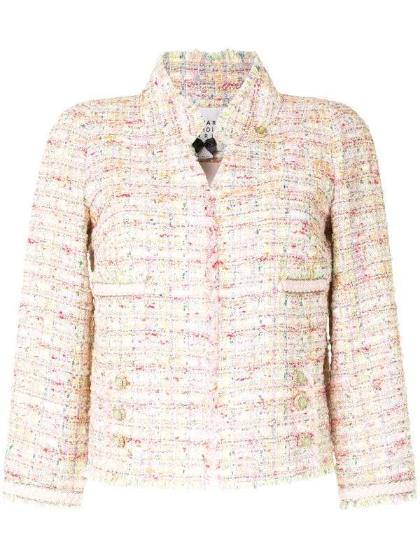 Edward Achour Paris Coats and Jackets Edward Achour Multi Pink Jacket With Jewel Clasp 421004 izzi-of-baslow