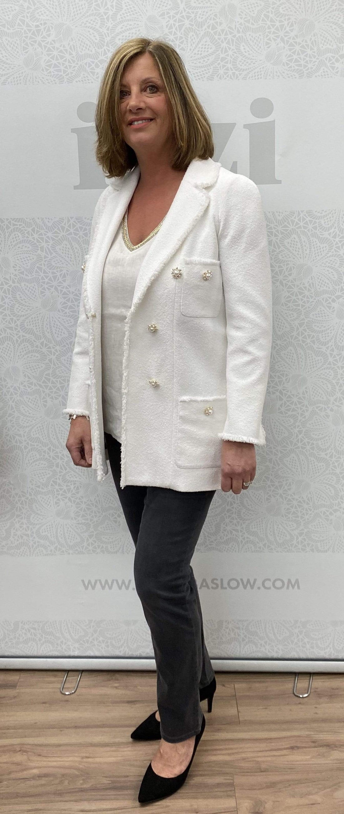 Edward Achour Paris Coats and Jackets Edward Achour White Tweed Jacket 421006 izzi-of-baslow