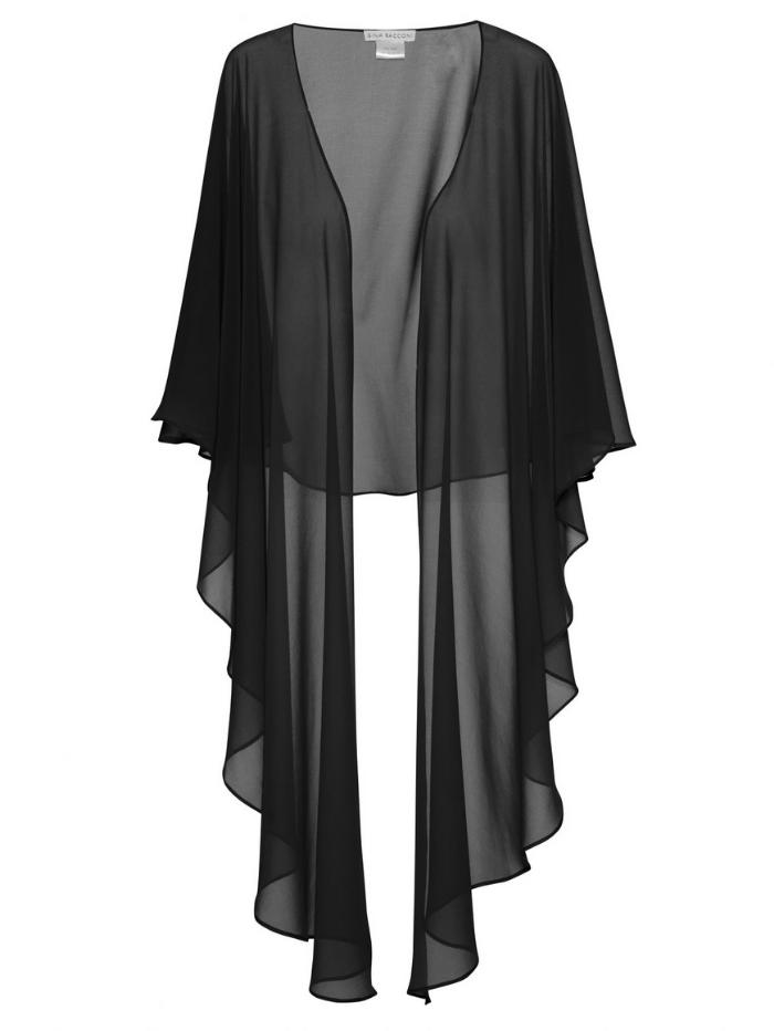 Gina Bacconi Accessories One Size / Black Gina Bacconi Long Chiffon Shawl SCON99141 izzi-of-baslow