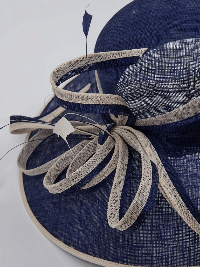 Gina Bacconi Accessories One Size Gina Bacconi Johari Two Tone Cinamay Hat Spring Navy SBZ5740 SNI izzi-of-baslow