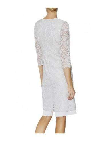 Gina Bacconi Dresses Gina Bacconi Clarabelle Crepe and Lace Dress Silver Mist SQQ9058 izzi-of-baslow