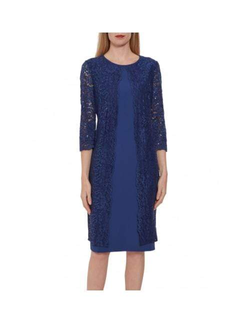 Gina Bacconi Dresses Gina Bacconi Farlyn Crepe and Lace Dress Navy STT2681 izzi-of-baslow