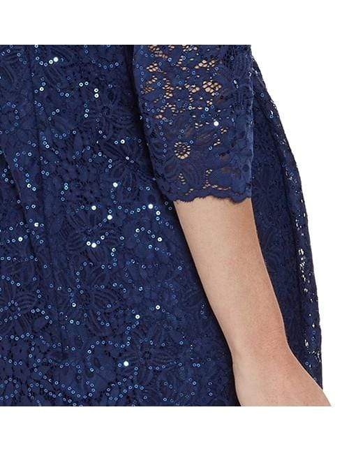 Gina Bacconi Dresses Gina Bacconi Farlyn Crepe and Lace Dress Navy STT2681 izzi-of-baslow
