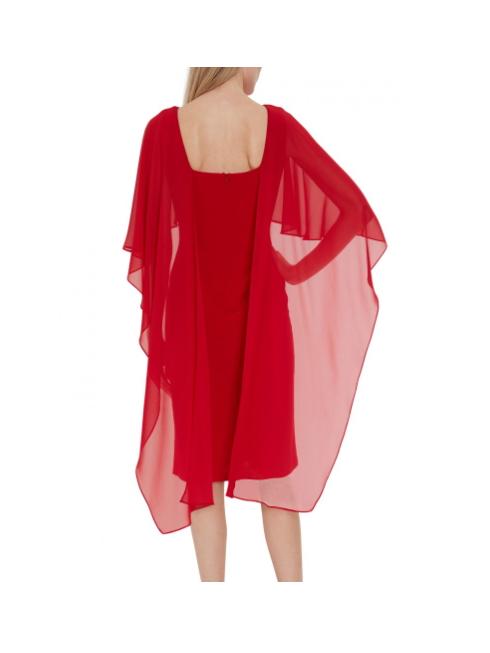 Gina Bacconi Dresses Gina Bacconi Kaisa Dress With Chiffon Cape Red STT2529 izzi-of-baslow