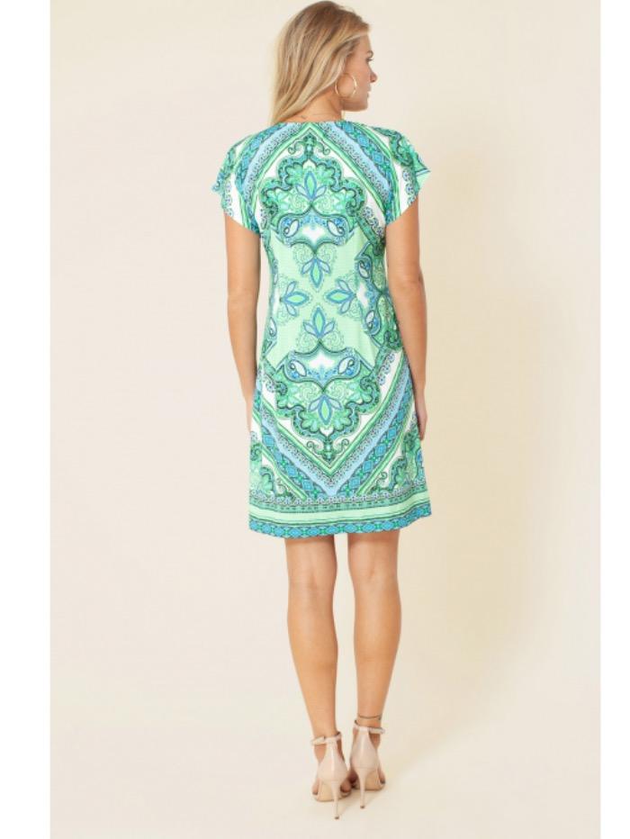 Hale Bob Dresses Hale Bob Lime Printed Dress 13DN6058 LIM izzi-of-baslow
