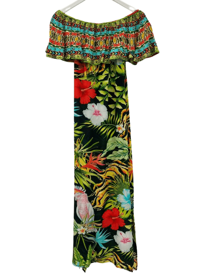 Inoa Dresses Inoa Darwin Printed Silk FRILL NECK DRESS with Crystals FRN 208 izzi-of-baslow