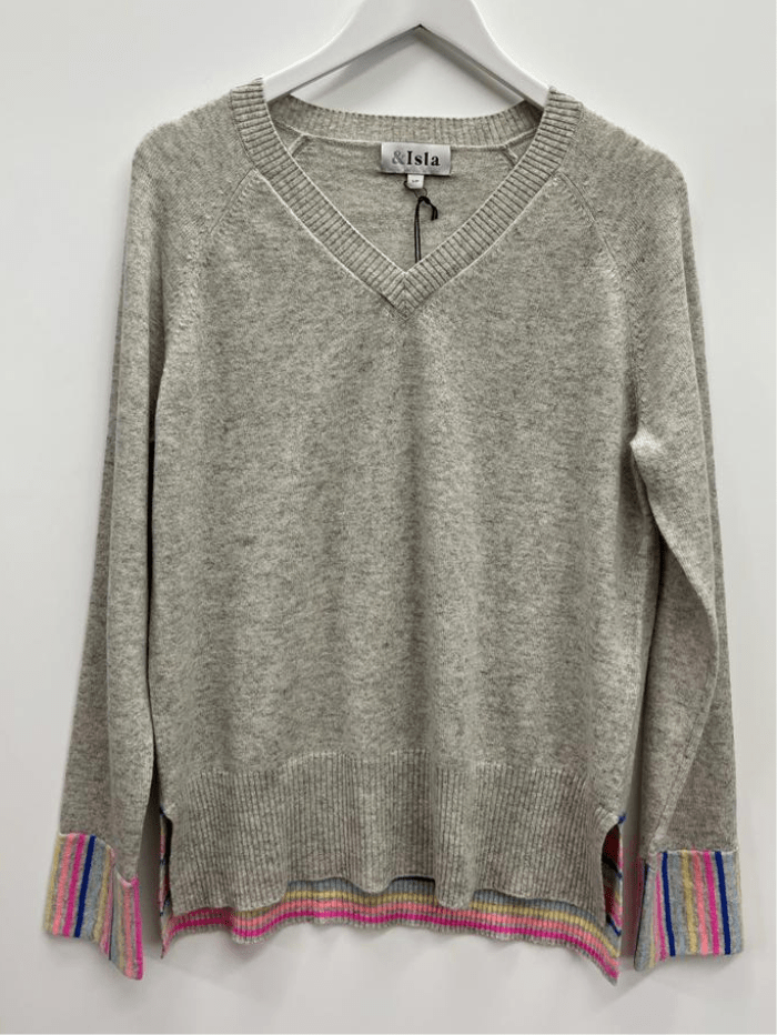 &amp; Isla Knitwear &amp; Isla Cashmere Lolly Silver Grey Jumper SS23-039 izzi-of-baslow