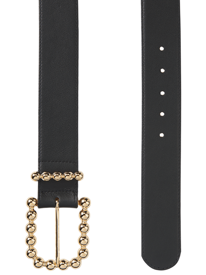 Riani Black Leather Belt With Gold Beads 339040-9551 izzi-of-below