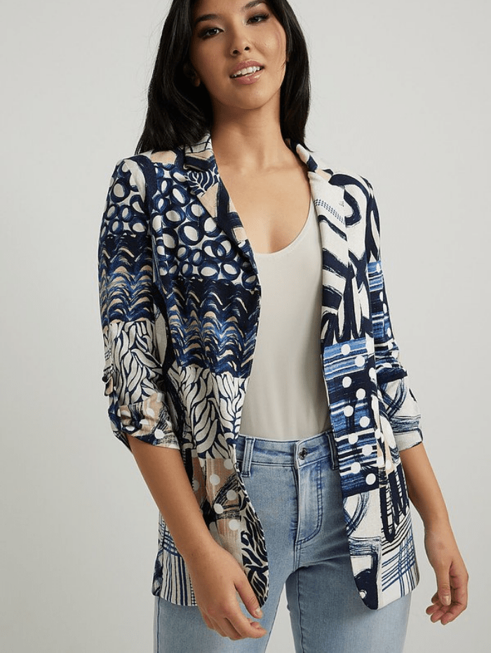 Joseph Ribkoff Coats and Jackets Joseph Ribkoff Blue Multi Printed Blazer 222251 3876 izzi-of-baslow