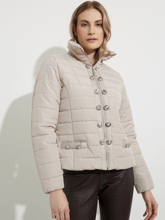 Joseph Ribkoff Coats and Jackets Joseph Ribkoff Cream Button Front Puffer Jacket 224908 2578 izzi-of-baslow