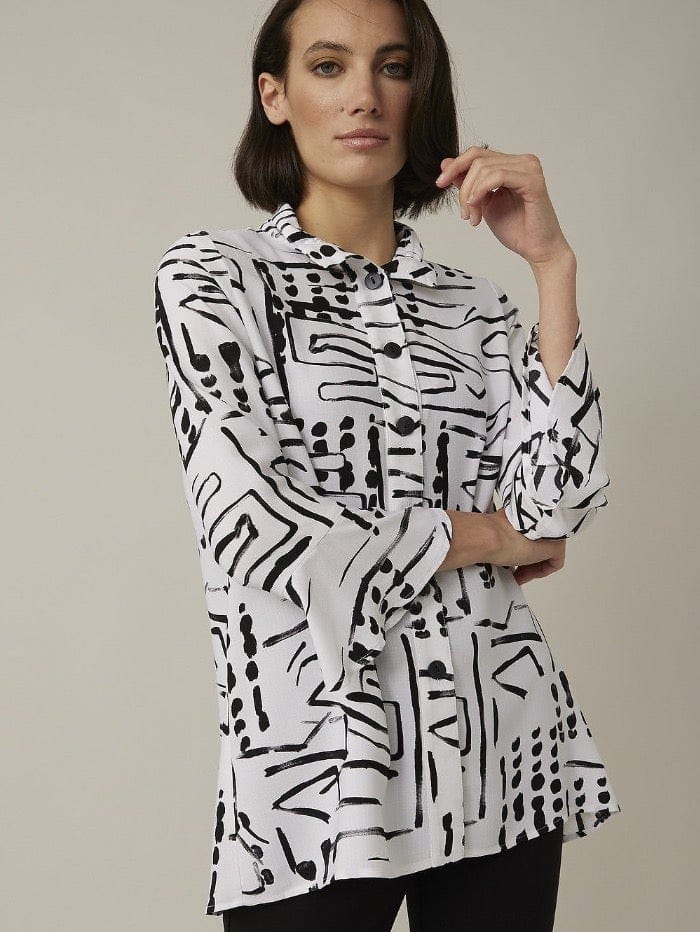 Joseph Ribkoff Coats and Jackets Joseph Ribkoff S Graphic Print Black & White Blouse 221221 1846 izzi-of-baslow