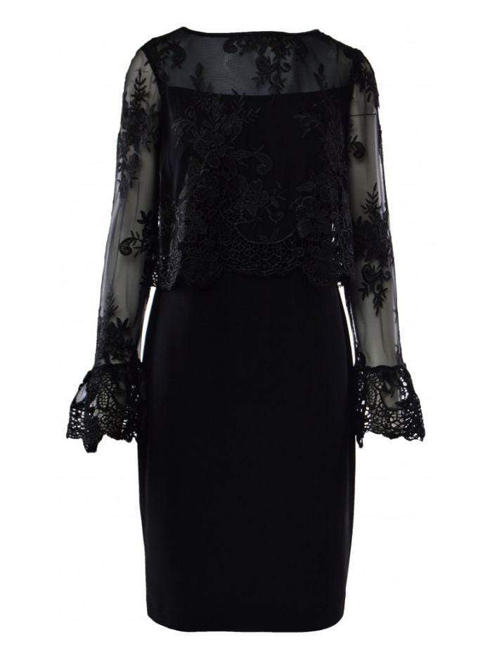 joseph ribkoff black lace dress Joseph Ribkoff 234723 Black Lace Sleeve Dress