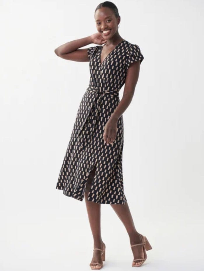joseph ribkoff black and gold dress Joseph Ribkoff Draped Sleeves Shift Dress Style 231203 Black