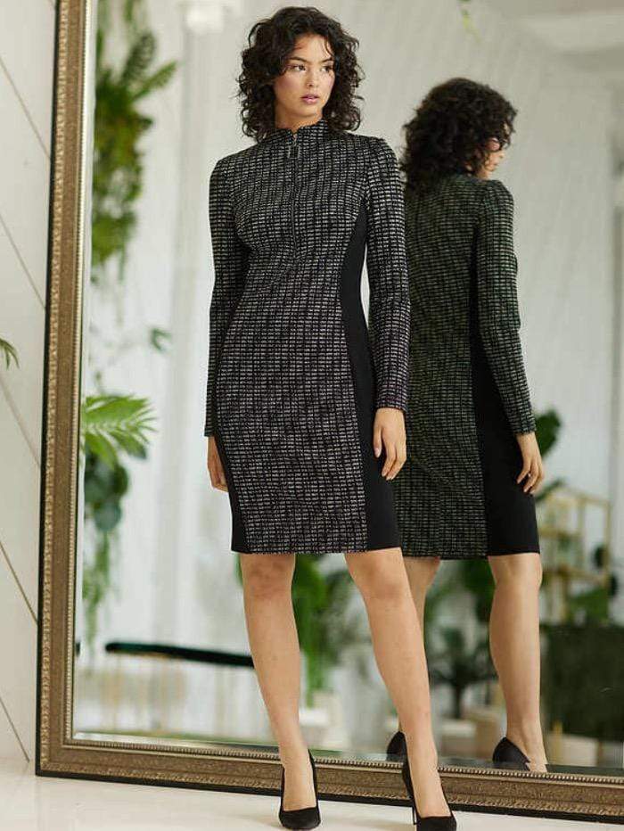 Joseph Ribkoff Printed Metallic Jacquard Dress 214116 196 Izzi of Baslow Joseph Ribkoff Printed Metallic Jacquard Dress 214116 196 Izzi of Baslow