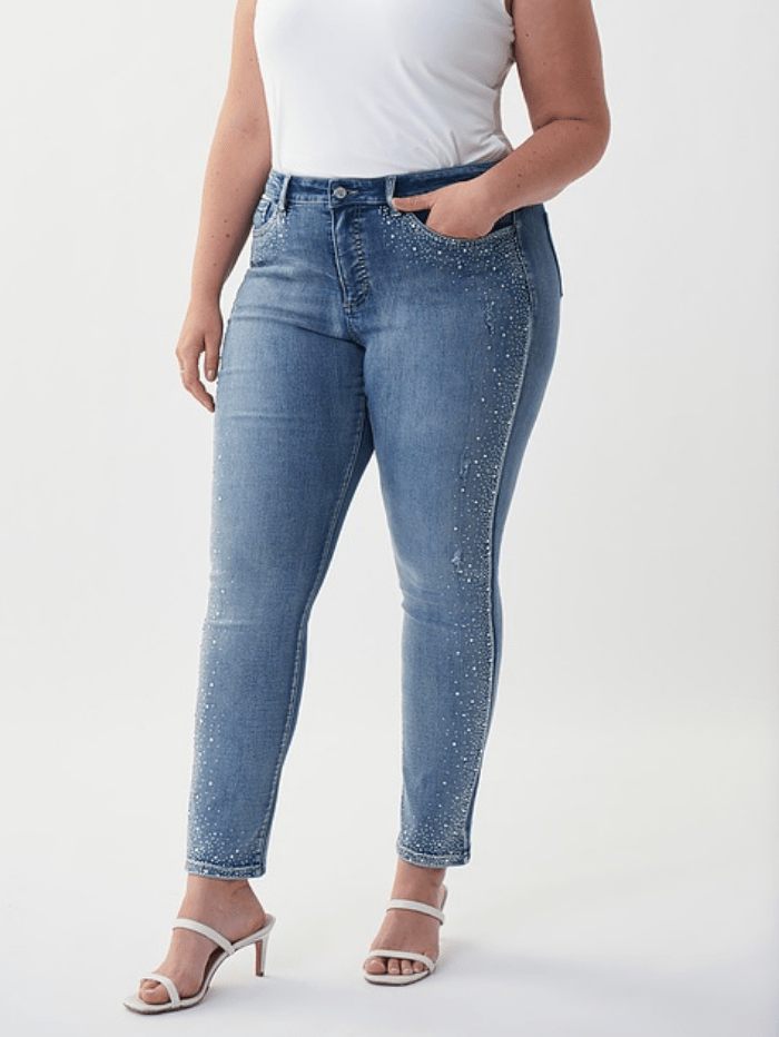 Joseph Ribkoff Jeans Joseph Ribkoff Light Blue Denim Sparkle Rhinstone Jeans 222921 3303 izzi-of-baslow