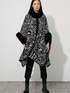 Joseph Ribkoff Knitwear One Size Joseph Ribkoff Black White Printed Poncho Wrap 223943 110 izzi-of-baslow