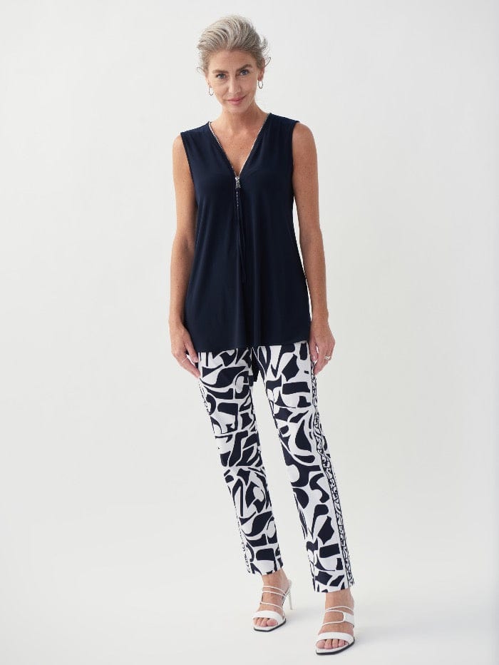 Joseph Ribkoff Tops Joseph Ribkoff Navy Zip Sleeveless Top 222219 2166 (A) izzi-of-baslow