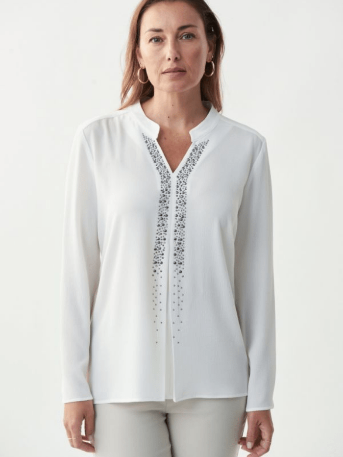 Joseph Ribkoff Tops Joseph Ribkoff White Rhinestone Blouse 221046 1761 izzi-of-baslow