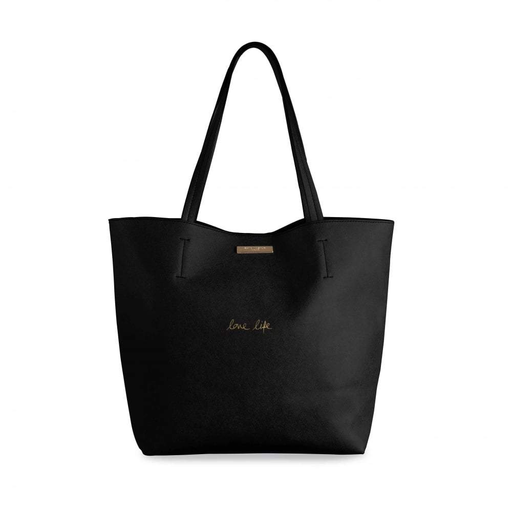 Katie Loxton Accessories One Size Katie Loxton Parker Shopper Love Life Black Tote KLB230 izzi-of-baslow
