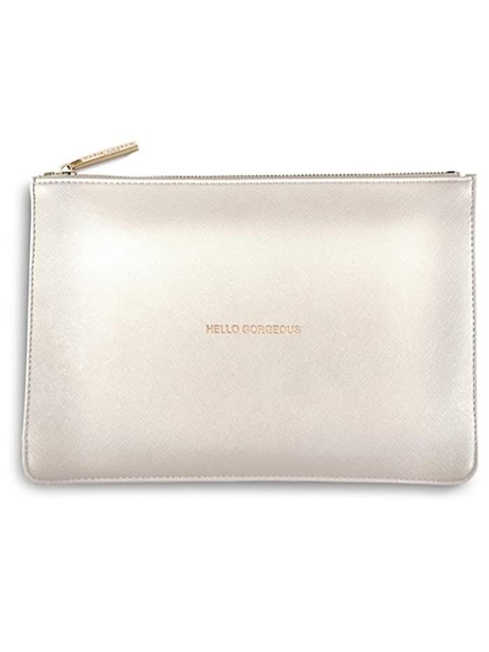 Katie Loxton Gifts One Size Katie Loxton Hello Gorgeous Perfect Pouch in Metallic White KLB095 izzi-of-baslow
