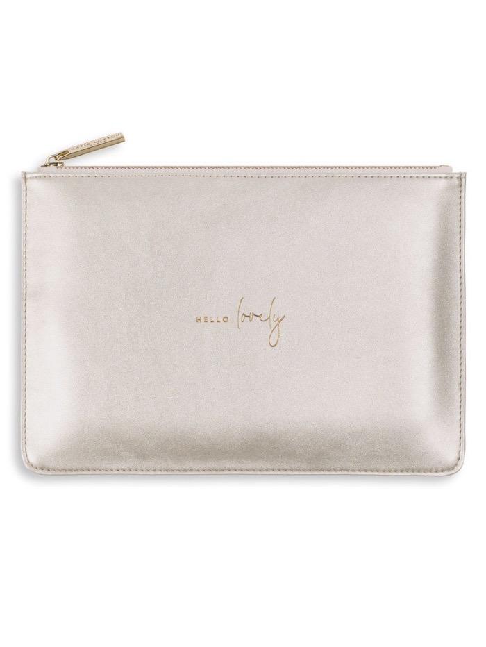 Katie Loxton Gifts One Size Katie Loxton Hello Lovely Perfect Pouch in Metallic Silver KLB498 izzi-of-baslow