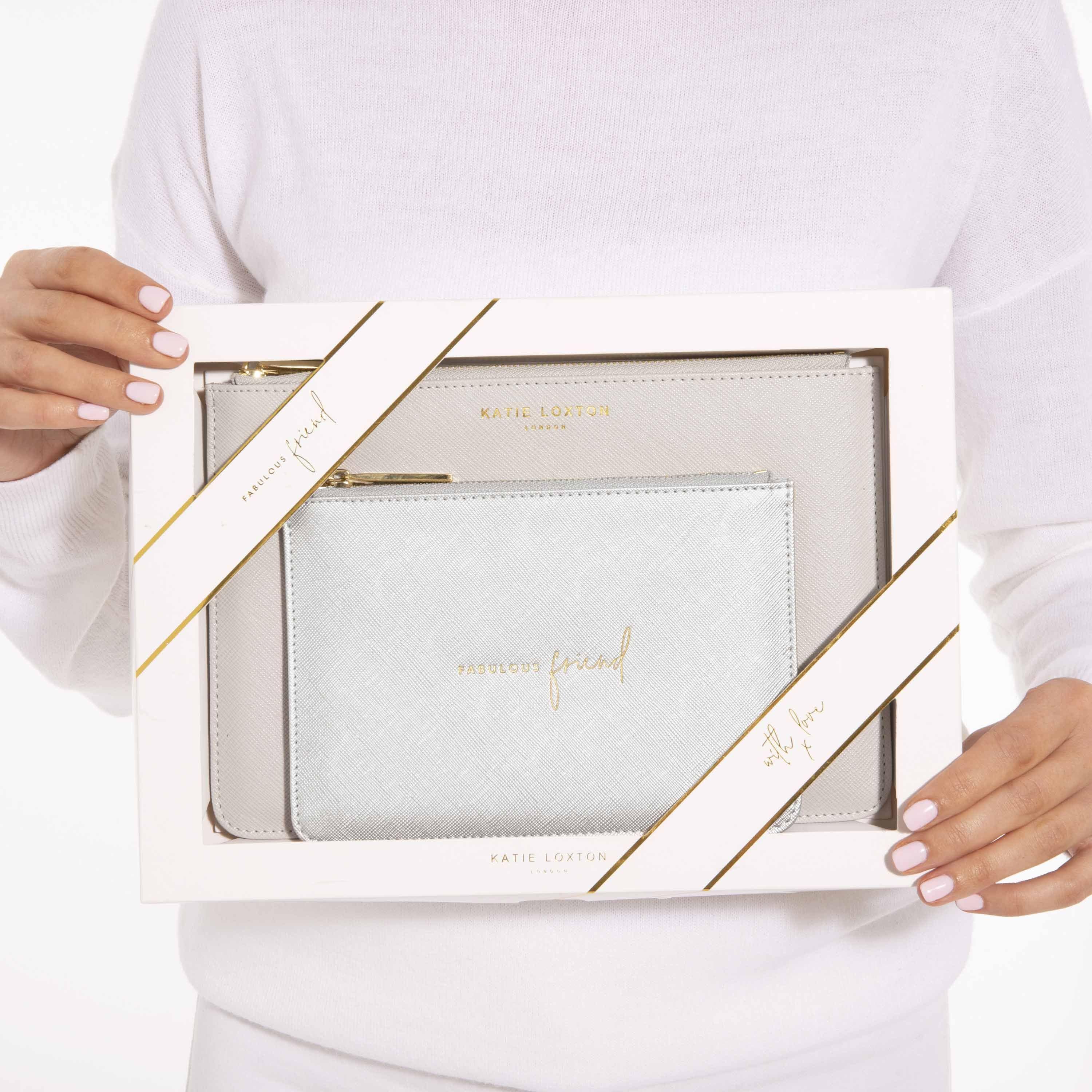 Katie Loxton Handbags One Size Katie Loxton Perfect Pouch Gift Set Fabulous Friend Silver KLB585 izzi-of-baslow