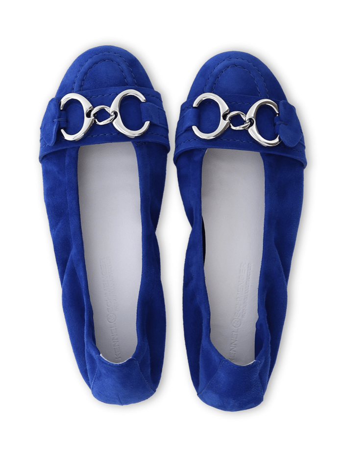 Kennel Schmenger Flat Electric Blue Suede Malu Shoes 91 10040 511 Izzi of Baslow