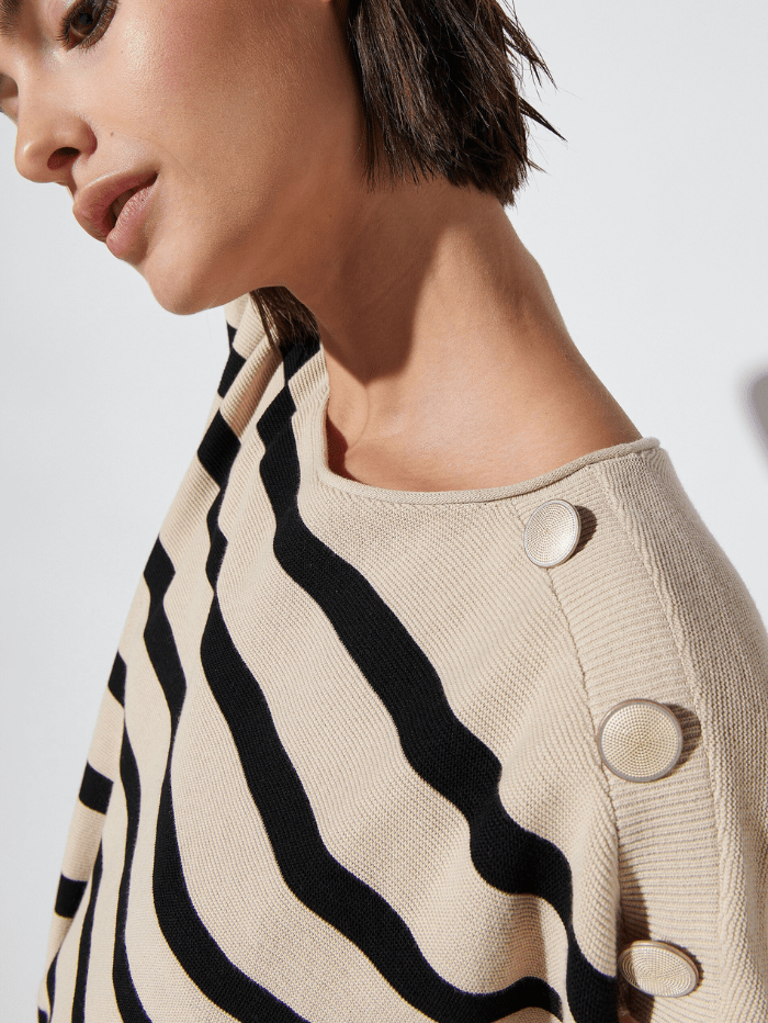 Luisa Cerano Striped Knitwear Top With Buttons 178261 5897 7131 izzi-of-baslow