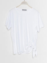 Luisa Cerano Tops Luisa Cerano White T Shirt with Tie Side 338734/7472 0100 izzi-of-baslow