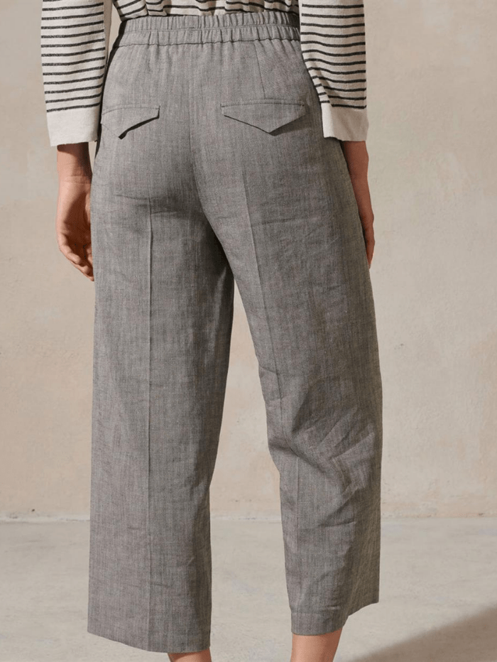 Luisa Cerano Tops Luisa Cerano Linen Dark Grey Wide Leg Trousers 658402 3356 1701 izzi-of-baslow