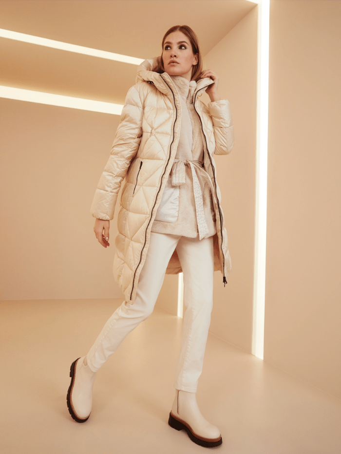 Marc Cain Additions Coats & Jackets Marc Cain Additions Champagne Quilted Down Coat TA 11.01 W71 COL 612 izzi-of-baslow