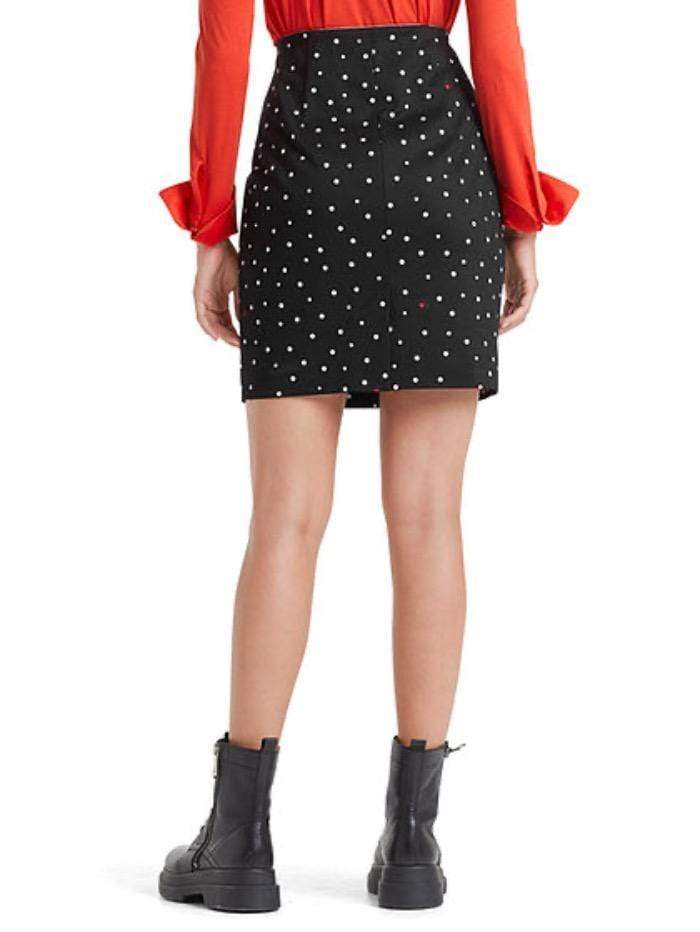 Marc Cain Additions Skirt Marc Cain Additions Black With White Spot And Tiny Red Heart Skirt QA 71.01 J01 910 Y izzi-of-baslow